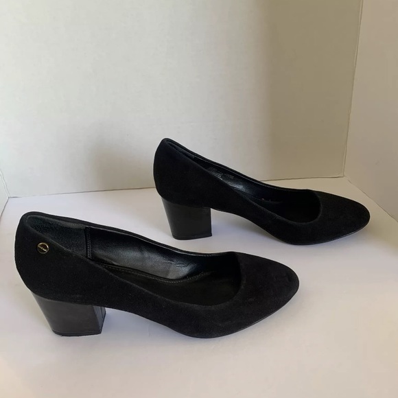 Calvin Klein Black Suede  Pumps Block Heels KASEY - Picture 3 of 9